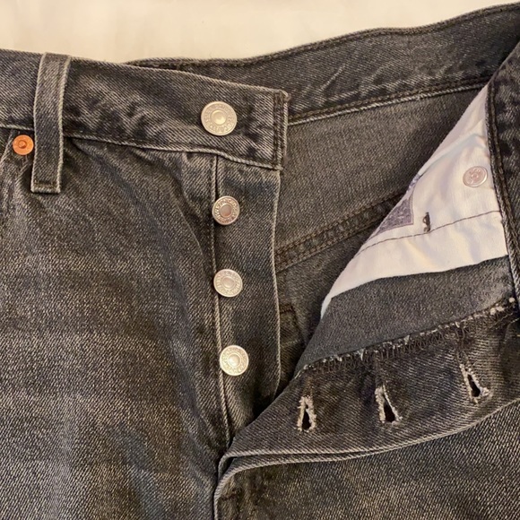 Levi’s 501 High Waisted Denim Shorts | Distressed, Black - Picture 3 of 5